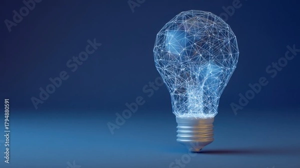 Fototapeta Innovative Wireframe Light Bulb Digital Idea Technology