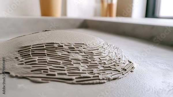 Obraz Close up of freshly applied concrete with textured surface, ready for further construction work