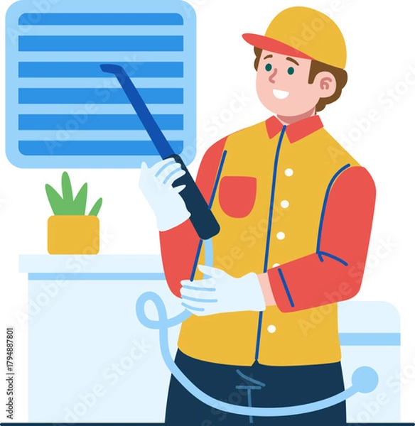 Obraz cleaning technician character illustration