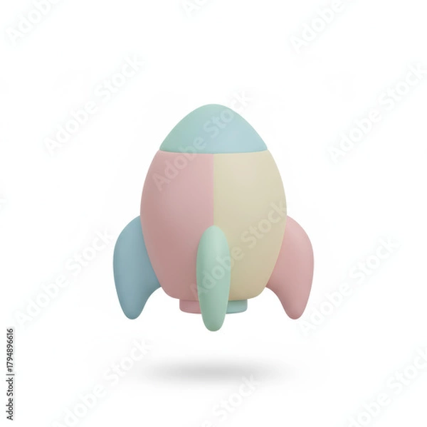 Obraz 3d rocket financial pastel toy floats over white background with playful minimal design