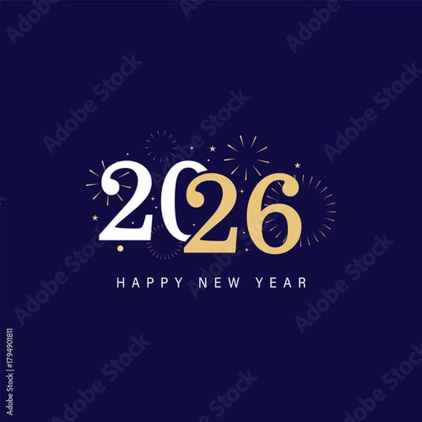 Obraz Happy New Year 2026 greeting card text Celebration background 