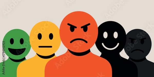 Fototapeta Diverse group of abstract figures displaying a range of emotions