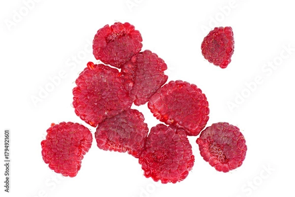 Obraz Squashed raspberry isolated on white background