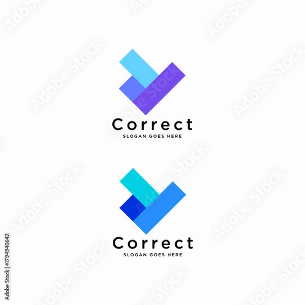 Fototapeta modern check mark arrow logo icon  vector design template  concept