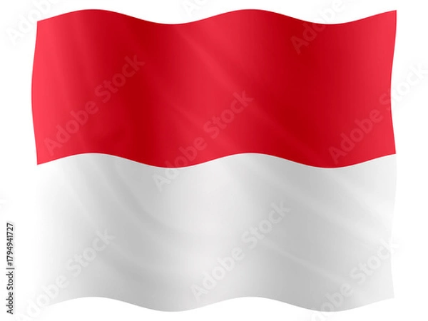 Obraz Digital composite. 

Flag of Monaco waving with a fabric overlay. 

The National Day of Monaco (La Fête du Prince), Sovereign Prince's Day  celebrated on 19th November.
Monacan, Drapeau,