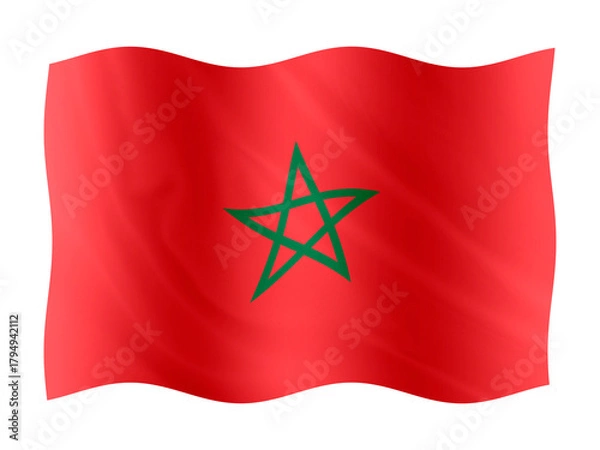 Obraz Digital composite. ..Flag of Morocco waving with a fabric overlay. ..November 18th is Moroccan Independence Day. ..Maroc, drapeau, ..PNG file