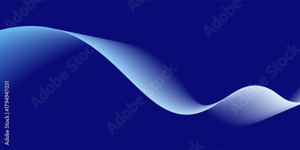 Fototapeta Curve shape flow vector abstract background in dark blue gradient, dynamic and speed concept, futuristic technology or motion art.