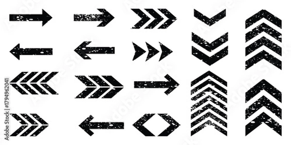 Fototapeta Grunge Arrow Pack  Stencil-Style Chevron Graphics for Creative Designs.