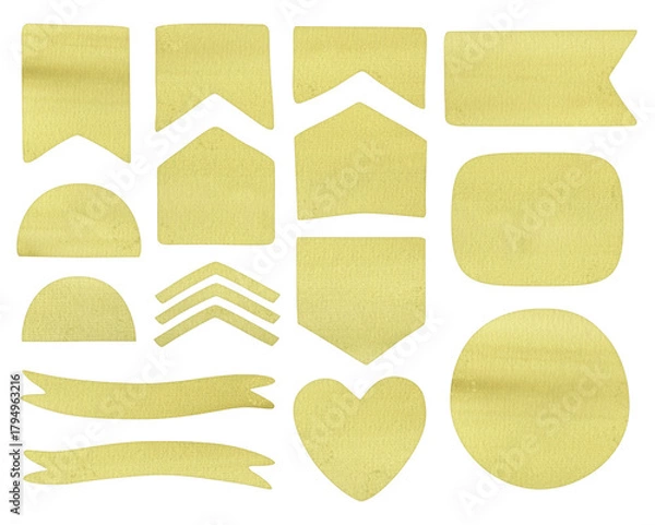 Obraz Collection of Olive Watercolor Shapes, geometric forms and  design elements.