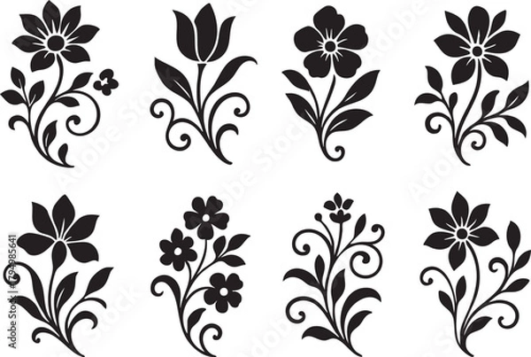 Obraz Seamless floral vector pattern with vintage flower and leaf decoration illustration
