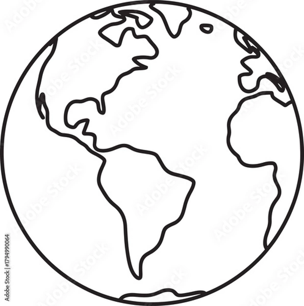 Fototapeta Line Art Illustration of the Earth Globe Featuring the Americas