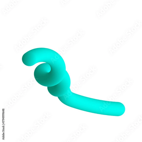 Obraz Abstract 3D Blue Swirl Shape Illustration on White Background