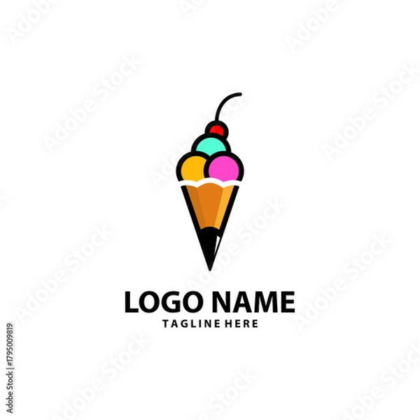 Obraz ice pencil logo design vector