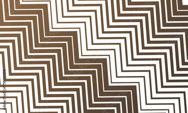 Fototapeta Abstract brown colour diagonal thik to thin zig zag gradient line pattern.