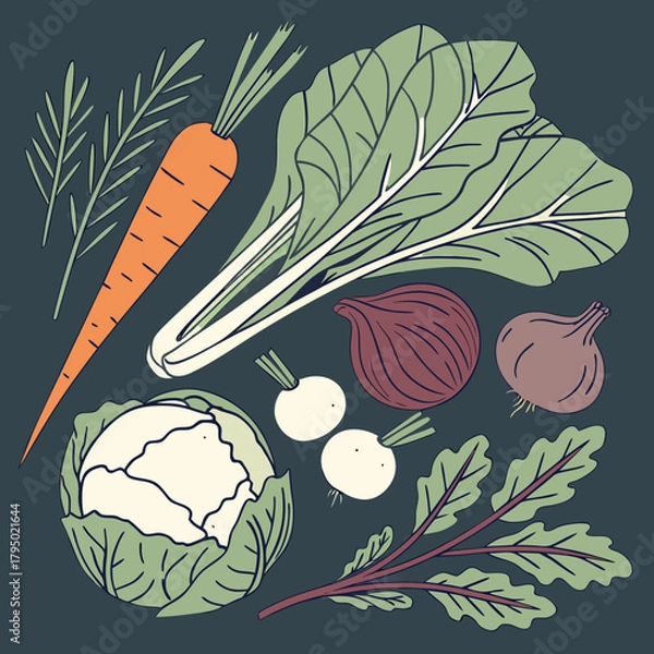 Obraz Colorful Winter Vegetable Layout