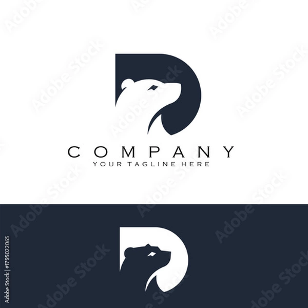 Obraz letter D bear logo design vector