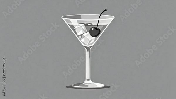 Obraz MartiniGlassWithCherryAndIce