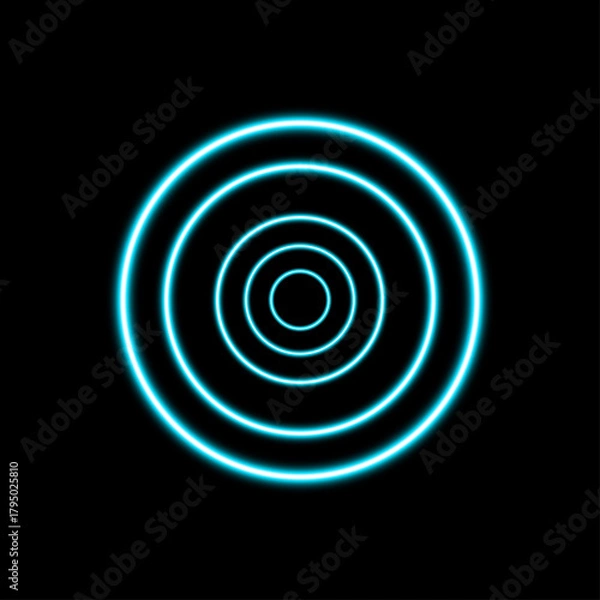 Obraz Luminous concentric circles graphic tech interface symbol abstract backdrop