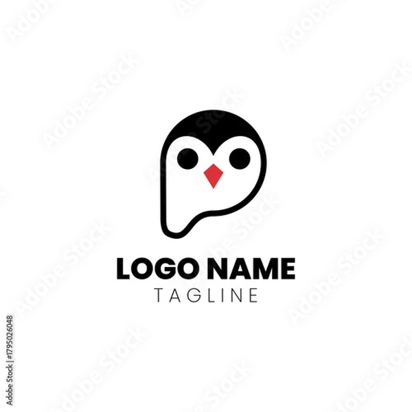 Obraz letter P penguin logo design vector