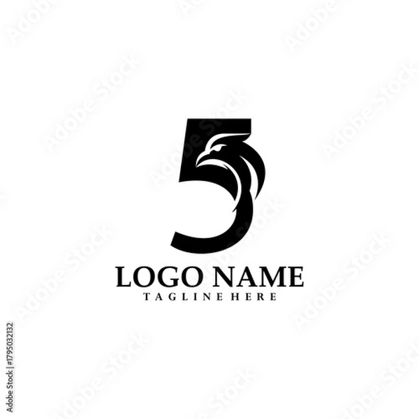 Obraz number five eagles logo design vector