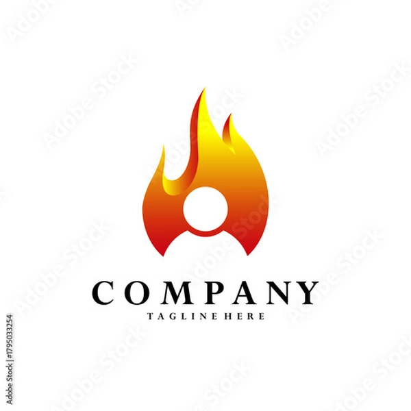 Obraz person fire logo design vector
