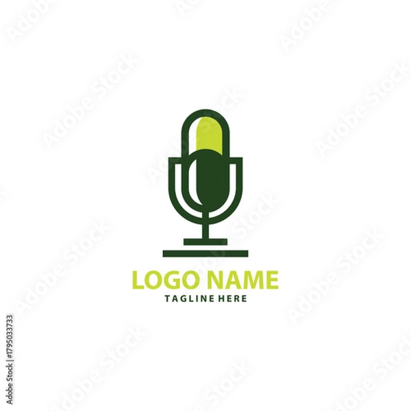 Obraz pill podcast logo design vector
