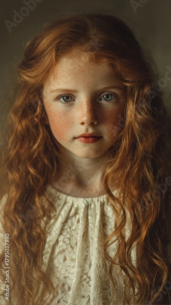 Obraz Freckled Redhead Portrait. Generative AI