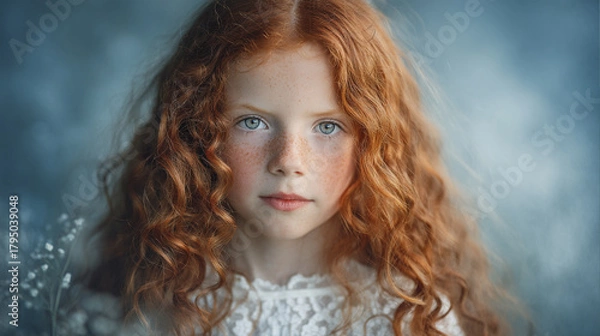 Obraz Freckled Redhead Portrait. Generative AI
