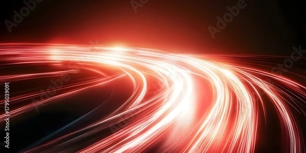 Fototapeta Red light waves create an electric tunnel.