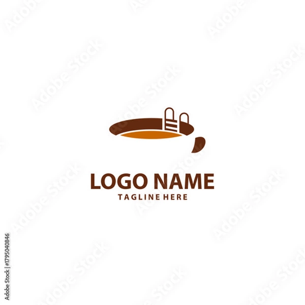 Obraz swimming pool coffee logo design vector