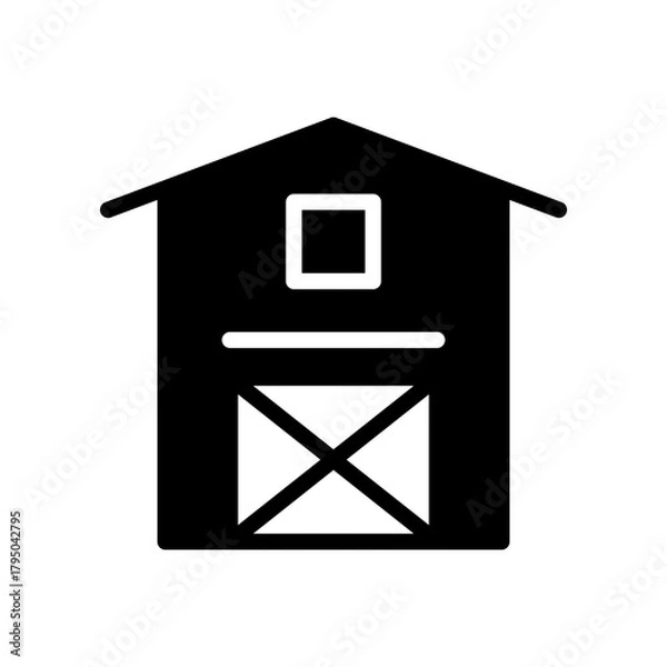 Fototapeta Simple Barn Icon With Door And Window For Farm, Rustic, And Rural Design Projects