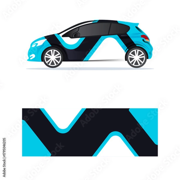 Obraz wrapping car Modern Creative with blue triangle design
