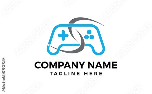 Fototapeta Gamepad logo vector joystick game illustration videogame best company icon