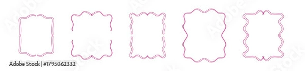 Fototapeta Bachelorette whimsical frame Set of rectangular vertical scroll ribbon frames