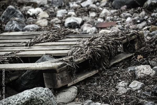 Fototapeta Triebgut - Strandszenen im Herbst von Treib- und Triebgut
