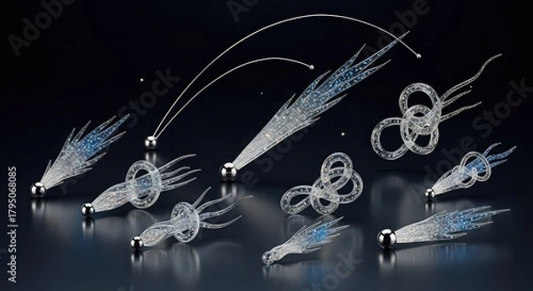 Fototapeta Miniature scene of two people working on a diorama with tiny trees and landscaping.