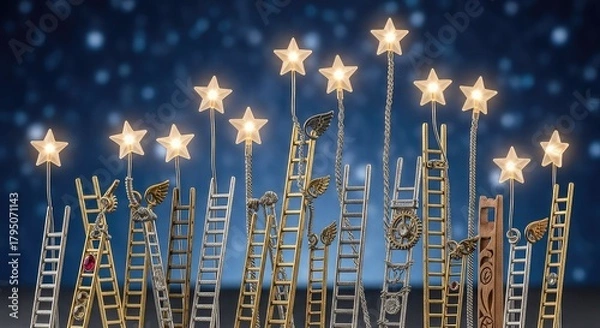 Fototapeta Miniature scene of two people working on a diorama with tiny trees and landscaping.