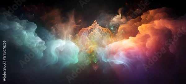 Fototapeta a light Ied Mubarak , coming out of the smoke,generative AI