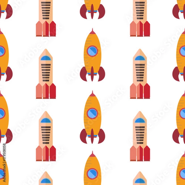Fototapeta Seamless pattern with space rocket. Vector illustration.
