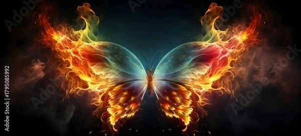 Fototapeta a light butterfly , coming out of the smoke,generative AI