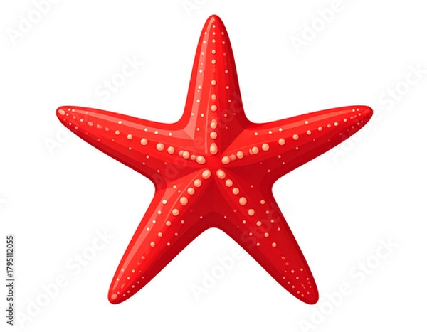Fototapeta  Stylized Red Starfish Illustration with Smooth Edges, Minimal Ocean Art, Transparent Background