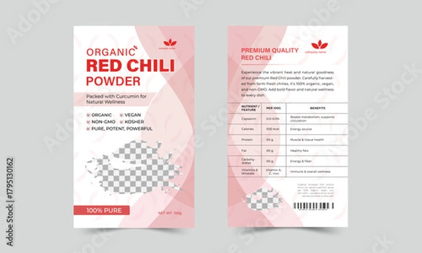 Obraz Red Chili Powder Packaging Design Vector Template