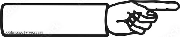 Fototapeta Horizontal arm with the index finger pointing forward or slightly upward in clean line art—ideal for commands, forward directions, presentations, or announcements in scalable vector format.