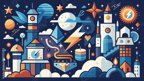 Obraz cartoon city night