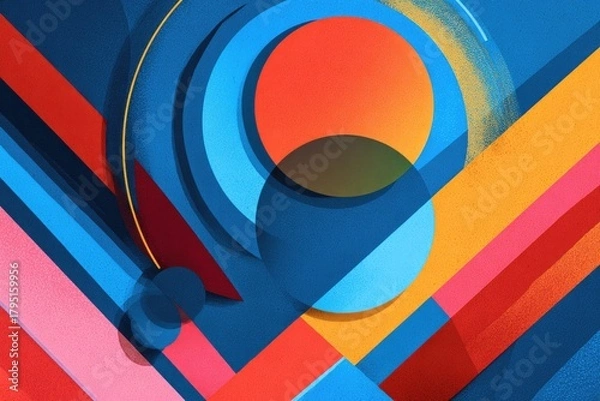 Fototapeta Abstract geometric design with overlapping shapes and vibrant colors