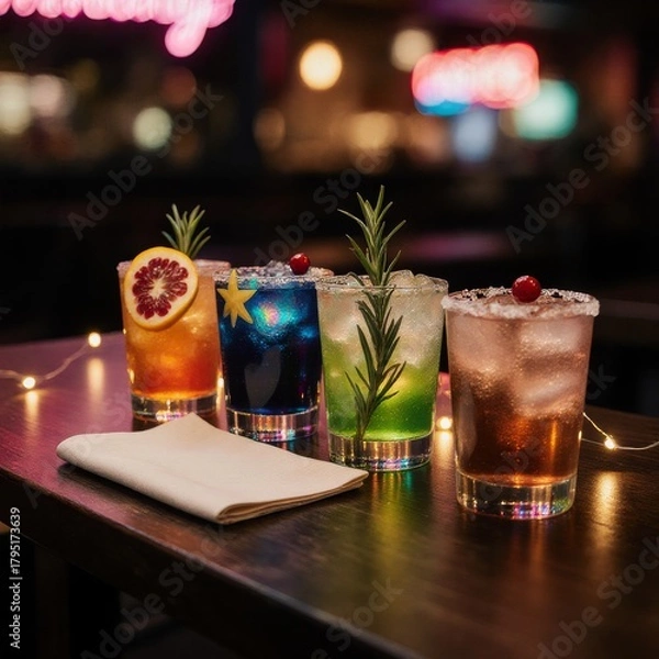 Fototapeta cocktail in a glass with fresh fruits and mint