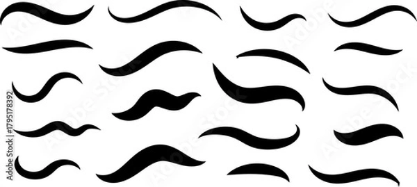 Fototapeta Swoosh, swash underline stroke set. Hand drawn swirl swoosh underline calligraphic element. Vector illustration.