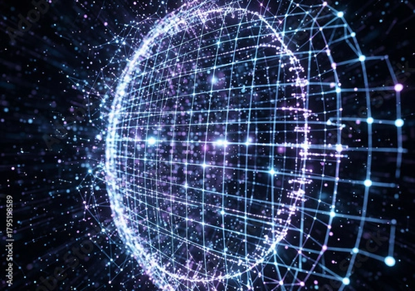 Fototapeta Glow and Structure An Abstract Representation of Interconnected Networks, Tech Innovations, and Modern Digital Communications