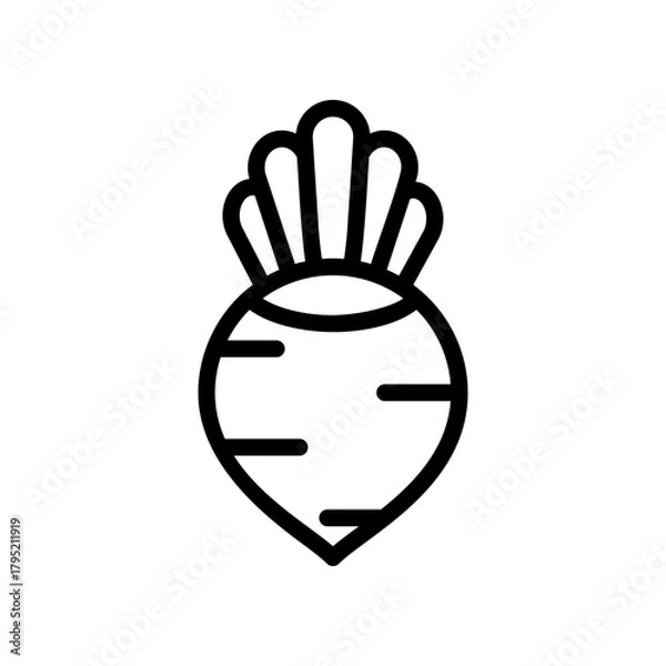 Fototapeta Minimalist Beet Root Icon With Leafy Top For Food, Farm, Or Market Use
