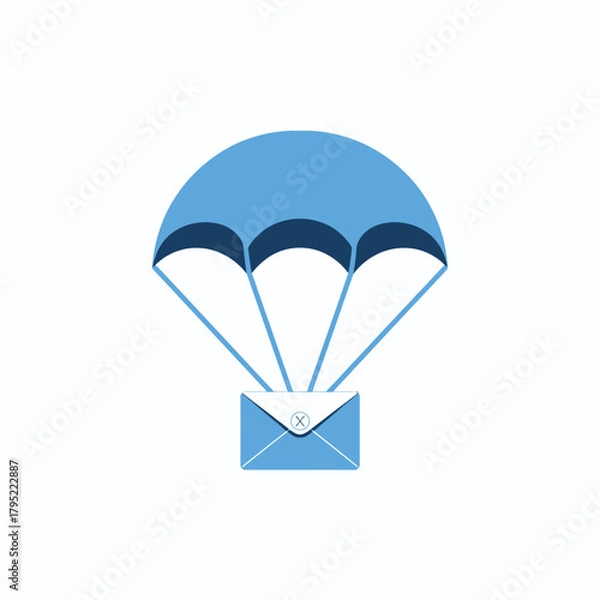 Fototapeta Email delivery concept with a parachute and envelope icon